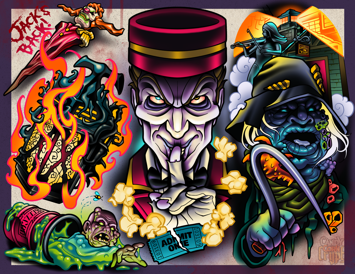 Halloween Horror Nights: The Usher Tattoo Flash Print
