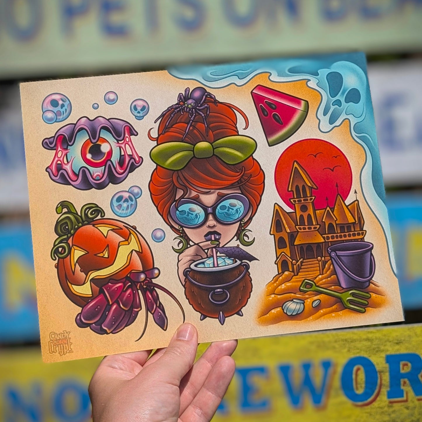 Summerween Tattoo Flash Print