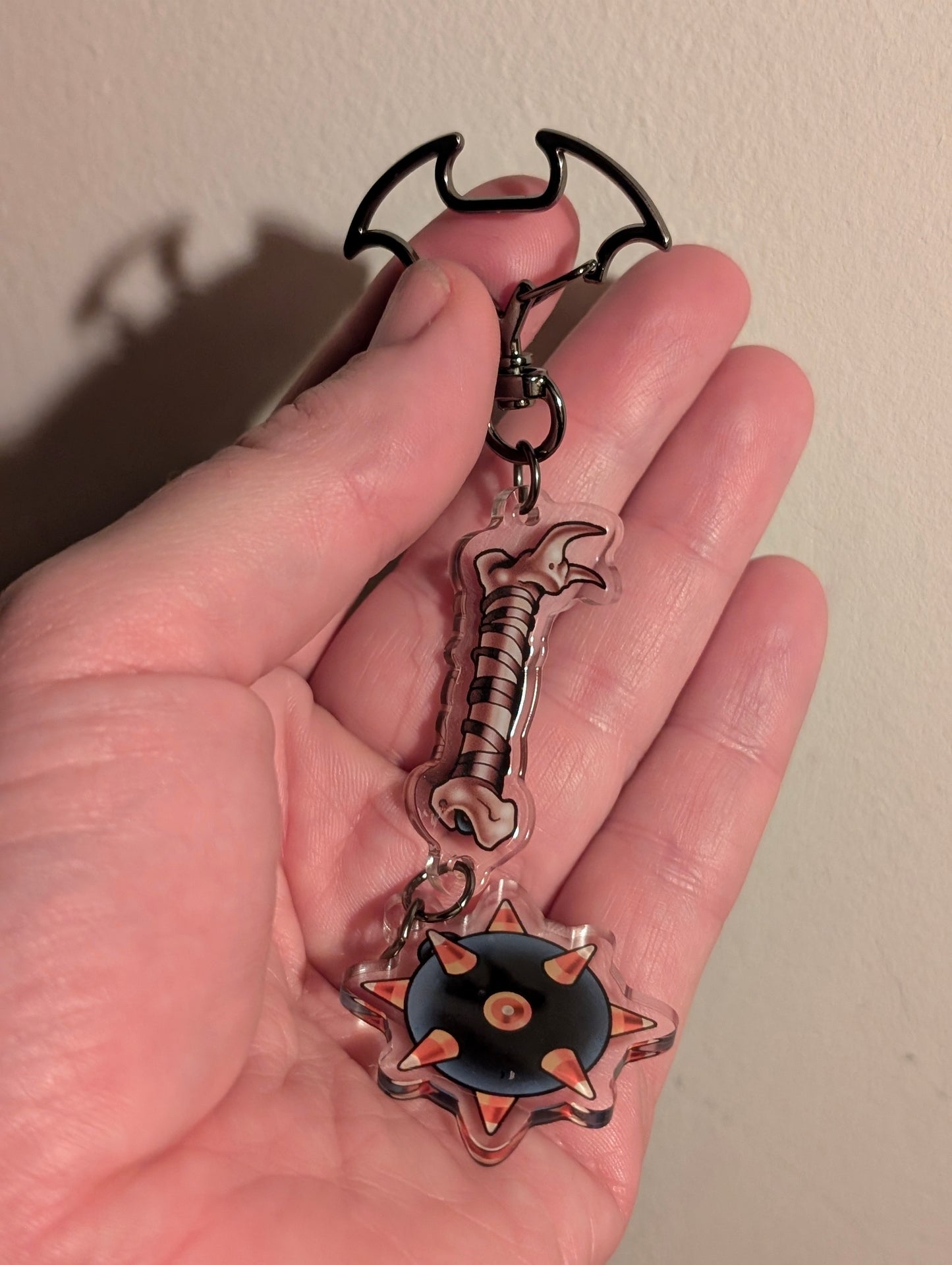 Candy Corn Skull Crusher Keychain