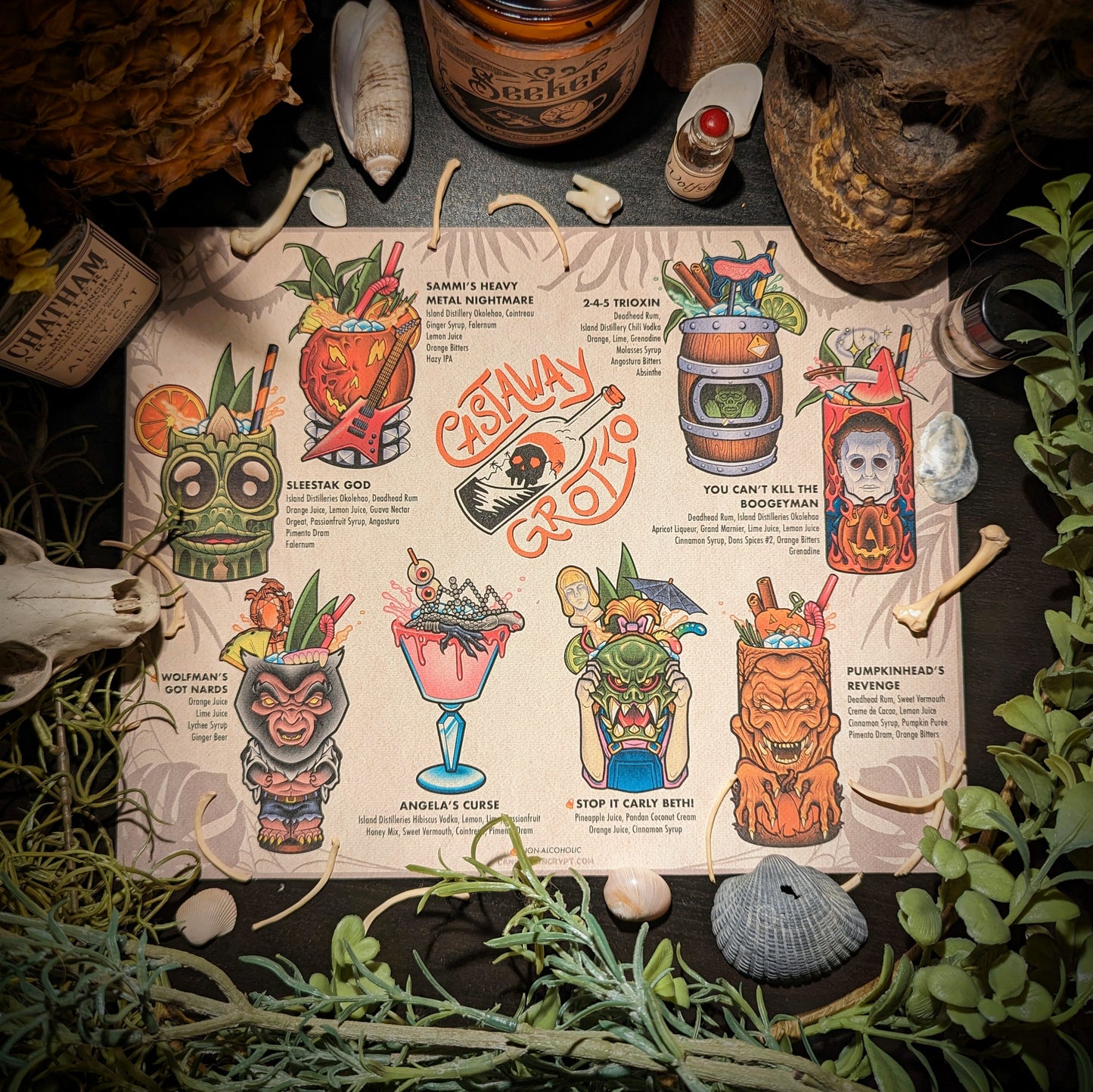 Castaway Grotto x Candy Corn Crypt: Tiki Menu Canvas Print