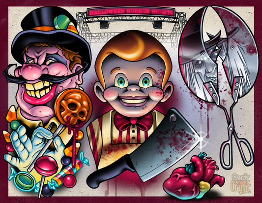 Halloween Horror Nights: Meatz & Sweetz Tattoo Flash Print