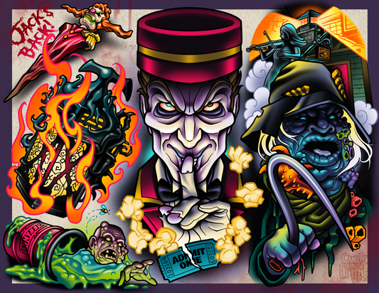 Halloween Horror Nights: The Usher Tattoo Flash Print
