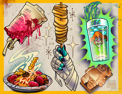 Halloween Horror Nights: Freaky Foods Tattoo Flash Print