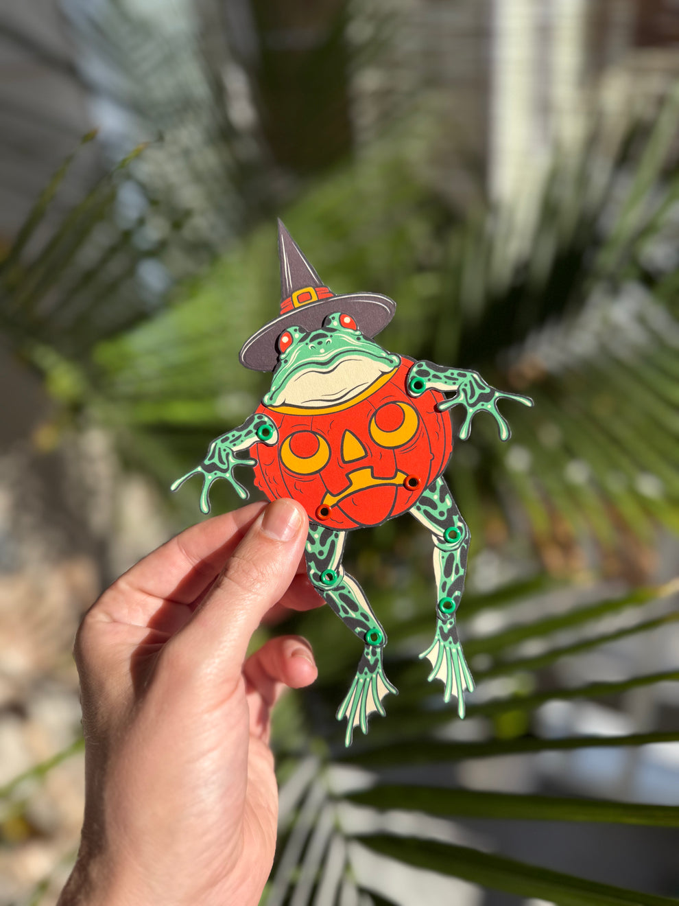 Witch Frog Poseable Paper Puppet by Schuyler Abrams, Candy Corn Crypt