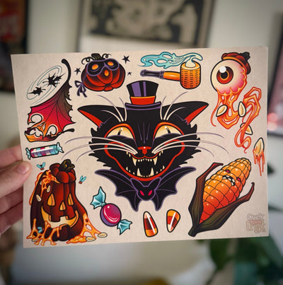 Tricks n’ Treats Tattoo Flash Print